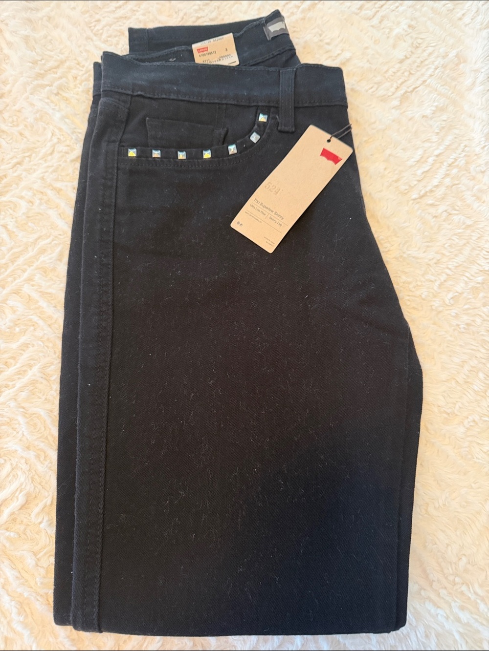 Levi's Black Skinny Pants with Studded Pocket Detail